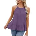 thumbnail image 1 of AherBiu Tank Tops for Women 2024 Flowy Loose Halter Neck Camisole Ruffle Sleeveless Cute Vacation Tops, 1 of 3