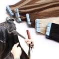 thumbnail image 1 of Extensions de Cheveux Humains à Ruban de 18” Cheveux Remy 100 % 20 Pcs Longs Lisses Soyeux pour Femmes, 1 of 6