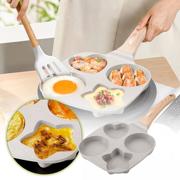 WIFKLSIIPG Stone Non Stick Pan Egg Hamburger Frying Pan Pan Bottom Thickened and Deepened Flat Bottom Induction Cooker Universal Mini Omelette Pan(White)
