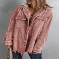thumbnail image 4 of MesaSe Womens Corduroy Shacket Jacket Long Sleeve Button Down Color Block Hooded Coat with Pockets, 4 of 7