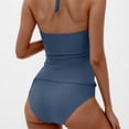 thumbnail image 4 of VBTAPA Women's 2 Piece Swimsuit Tummy Control Bathing Suit Halter Deep V Neck Ruched Swimwear with Bottoms Daily Sales Light Blue L, 4 of 7
