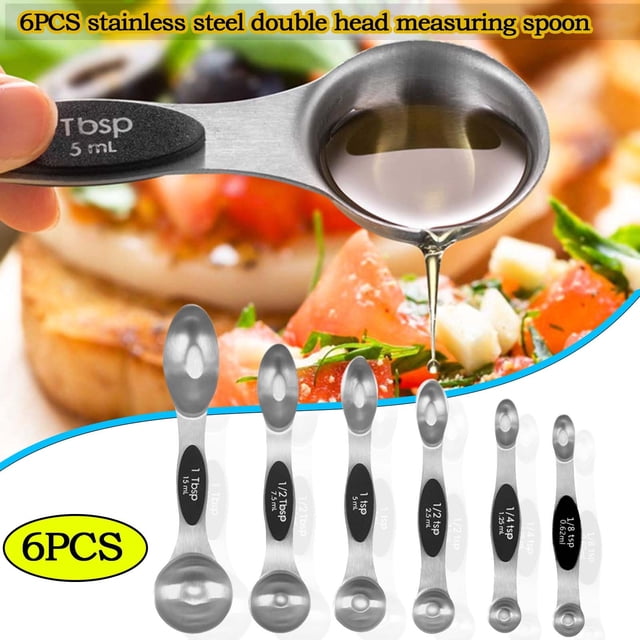 Yhmxh Kitchen Utensils Spoons Cutlery Stainless Steel Double-headed Measuring Spoon 6-piece Set Seasoning Spoon Measuring spoon