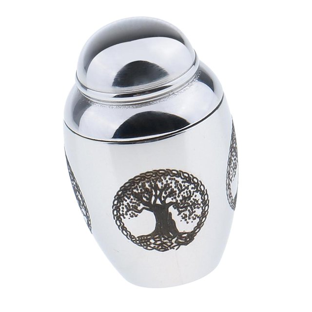 TISHITA Mini Urne de Crémation Funéraire en Acier Inoxydable Contenant Pot Arbre de Vie 25 x 16 mm