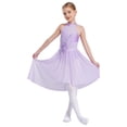 thumbnail image 3 of Yhong Robe de Danse Ballet Sans Manches pour Filles Irrégulière avec Strass Brillants Performance Violet Clair 8, 3 of 6