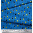 thumbnail image 2 of Soimoi Blue Rayon Fabric Cactus Leaves Print Fabric by Yard 58 Inch Wide, 2 of 3