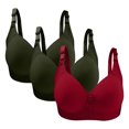 thumbnail image 2 of Bras for Women, 3PC Womans Large Size Solid Color Without Steel Ring Gathering Comfortable Bras Daily Bra, 2 of 3