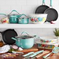 thumbnail image 3 of The Pioneer Woman Sweet Romance Aluminum 30-Piece Cookware Set, Turquoise, 3 of 9