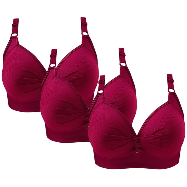 Bras for Women 3PCS Womans Printing Gathered Together Large Size Daily Bra Underwear No Rims