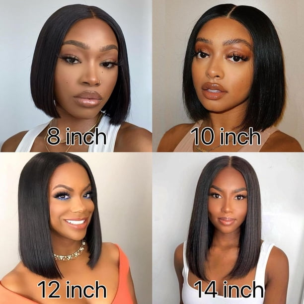 13x4 HD Lace Front Bob Wig Human Hair Glueless Pre-Plucked Straight 13x4 lace front bob wig human hair 12in Straight Bob | Hera  main image 4
