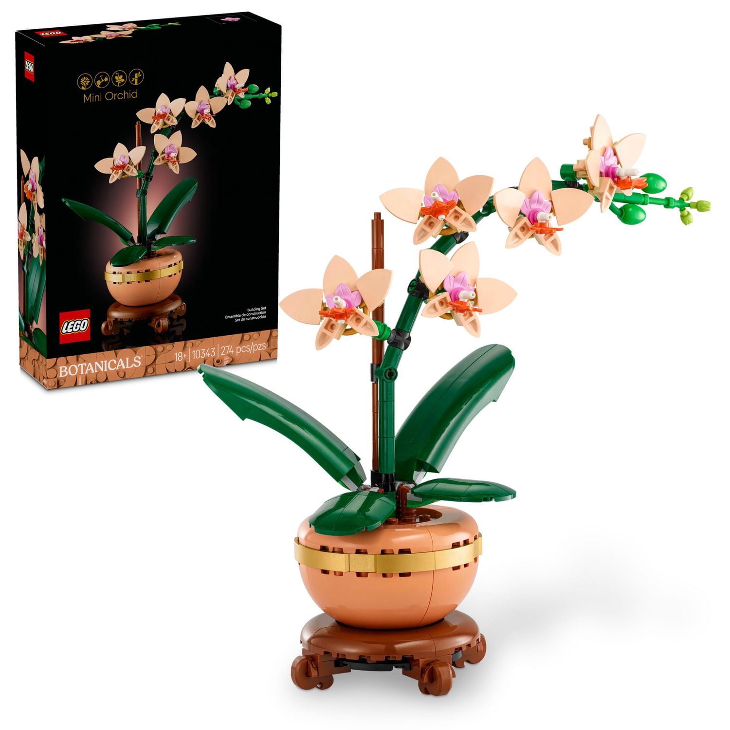 LEGO Botanicals Mini Orchid Building Set - Artificial, Fake Orchid for Home Décor, Adults Ages 18+ - Indoor Plant Decoration for Table, Desk, Office - Gift Idea for Birthday - 10343