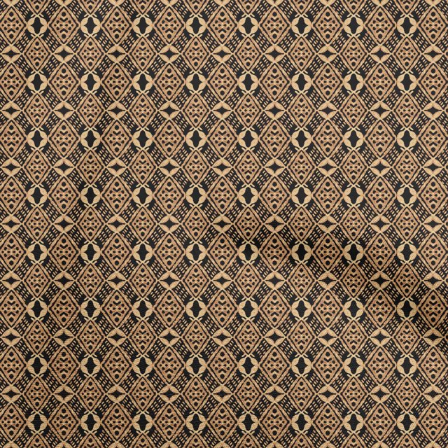 oneOone Velvet Brown Fabric Geometric Sewing Material Print Fabric By The Yard 58 Inch Wide