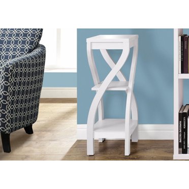 Monarch Specialties Accent Table, Side, End, Plant Stand, Square, Living Room, Bedroom, Laminate, White, Contemporary, Modern
