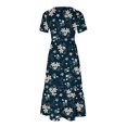 thumbnail image 4 of Amzcrzy Midi Robes pour Femmes Robes pour Femmes Robes pour Femmes Robe à la Mode pour Femmes à Manches Courtes Col Rond Ample à Fleurs Imprimées Couleur Longue Robe Robes Décontractées pour Femmes Robe Florale pour Femmes, 4 of 5