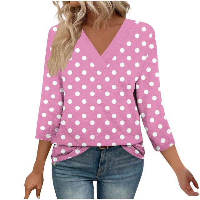 Fewfanhot Hauts pour Femmes à Manches 3/4, Mode d'Automne, Tunique à Col en V, Tenue de Bureau Décontractée, Chandail à Enfiler