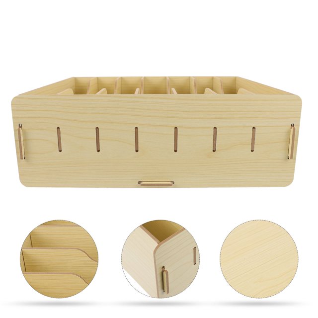 unbranded Wooden Beige Storage Box Vintage Office Organizer for Home Use 1Pack
