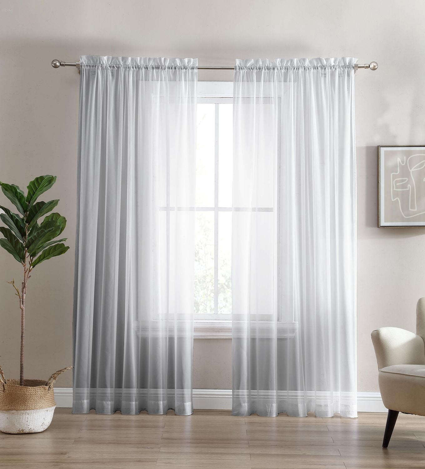 Swift Home Sheer Window Panel Curtain- 2 Pack