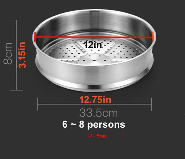 SUNWEALTH Insert vapeur extra large en acier inoxydable 18/8 (32 cm)