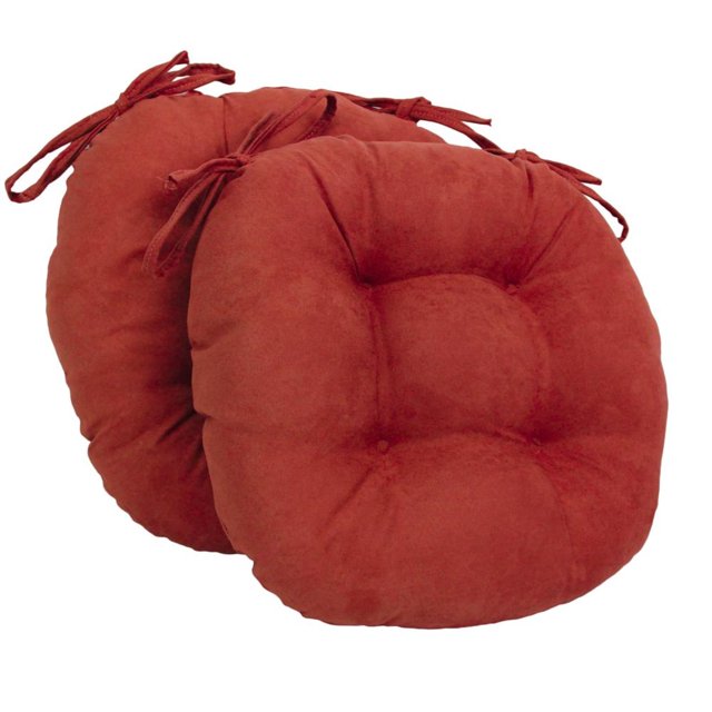 Coussins de Chaise Ronds Capitonnés en Microsuède Uni de 16 Po (Ensemble de 2)