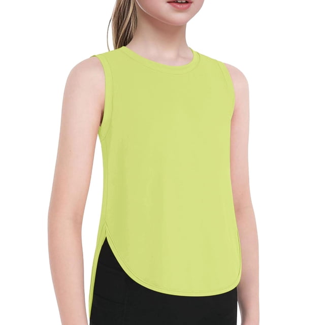 Sunnyoo Big Girls Athletic Tank Top Quick Drying Solid Sleeveless Tops, Sizes 5-14