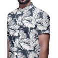 thumbnail image 4 of BESTMAN Chemise en Coton pour Hommes à Manches Courtes Imprimée Col Mandarin Chemise Décontractée, 4 of 5