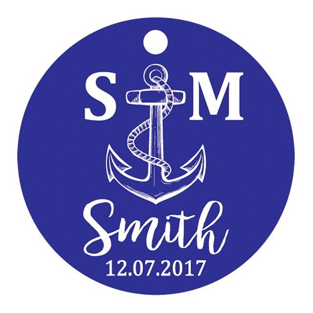 100 Pcs Initiale Personnalisée avec Ancre Cadeau de Faveur de Mariage Papier Tags Fait sur Mesure Rond Hang Tags