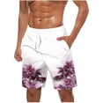 thumbnail image 2 of RKSTN Mens Swim Trunks Coconut Tree Print Novel Ultra Plus Size Elastic Waistband Drawstring Comfortable Summer Beach Breathable Vacation Shorts with Pockets, 2 of 5