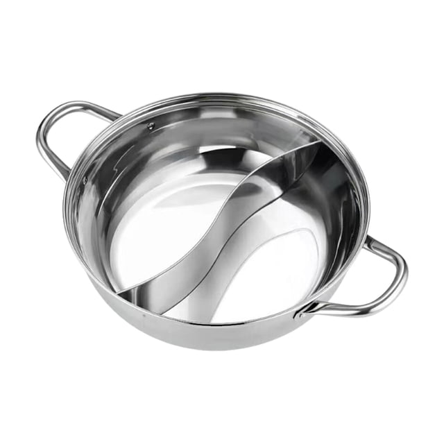 Lipstore Stainless Steel Divided Hot Pot Cooking Pot for Camping Restaurant Household 32cm