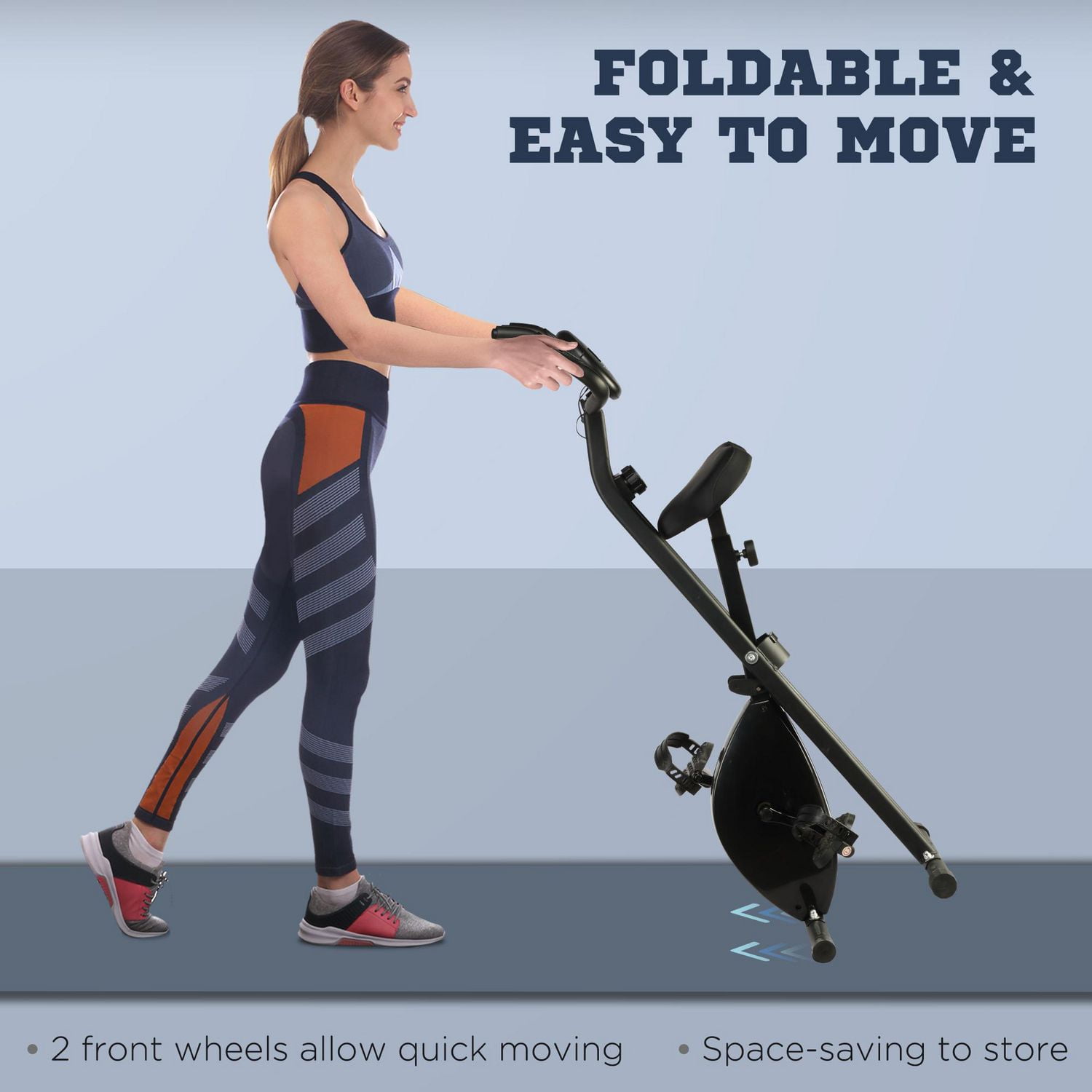 Soozier Foldable Exercise Bike Stationary Upright Bike Cardio Workout 8-Level Resistance