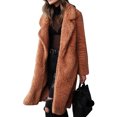 thumbnail image 2 of Innerwin Manteau en Polaire Duveteuse pour Femmes, Veste Mi-Longue à Col Rabattu, Caramel m, 2 of 7