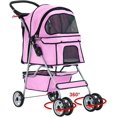 thumbnail image 1 of FDW Folding Pet Stroller Travel Carrier for Cats & Dogs, Portable Cage Design, Pink, 1 of 7