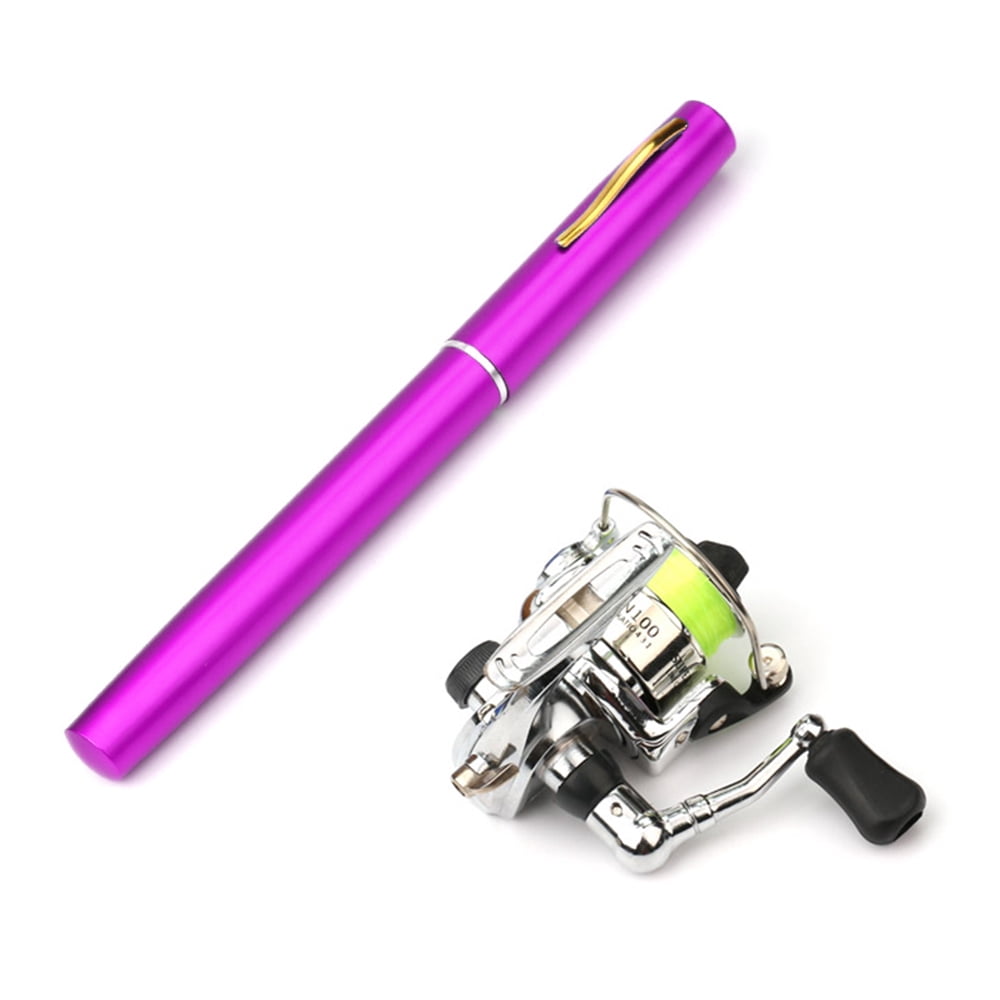 Yeacher Pocket Collapsible Fishing Rod Reel Combo Mini Pen Fishing Pole Kit Telescopic Fishing Rod Spinning Reel Combo Kit