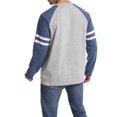 thumbnail image 4 of Xingqing T-Shirts à Manches Longues Raglan pour Hommes, Chandail en Molleton Décontracté à Col Rond, Pull Ample, Chemises Athlétiques Gris Marine TG, 4 of 5