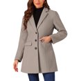 thumbnail image 1 of INSPIRE CHIC Women's Coat Solid Color Notched Lapel Single Breasted Winter Peacoat Dark Tan L, 1 of 6