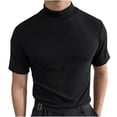thumbnail image 2 of AherBiu Plus Size Men's T-Shirts Slim Fitted Stretch High Collar Tees Active Workout Gym T-Shirts, 2 of 9
