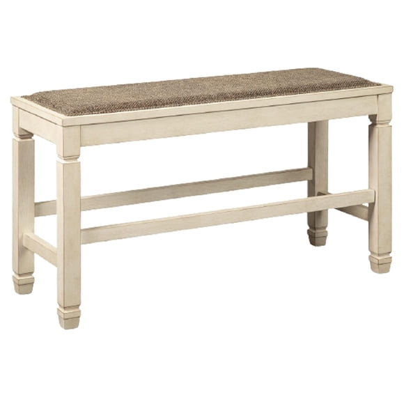 Signature Design by Ashley Bolanburg Double Upholstered Bench Counter Height Whitewash