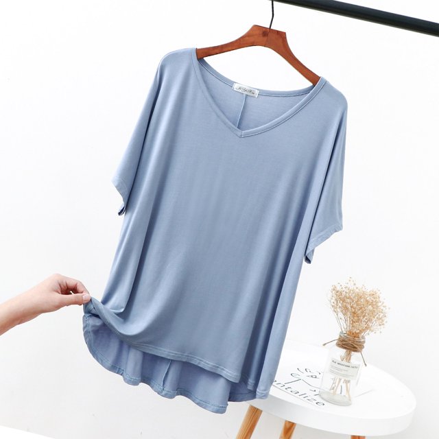 Blouses pour Femmes Chemise Décontractée Fine Douce et Basique Ajustée Longueur Moyenne Manches Courtes Col Rond Haut/chemise