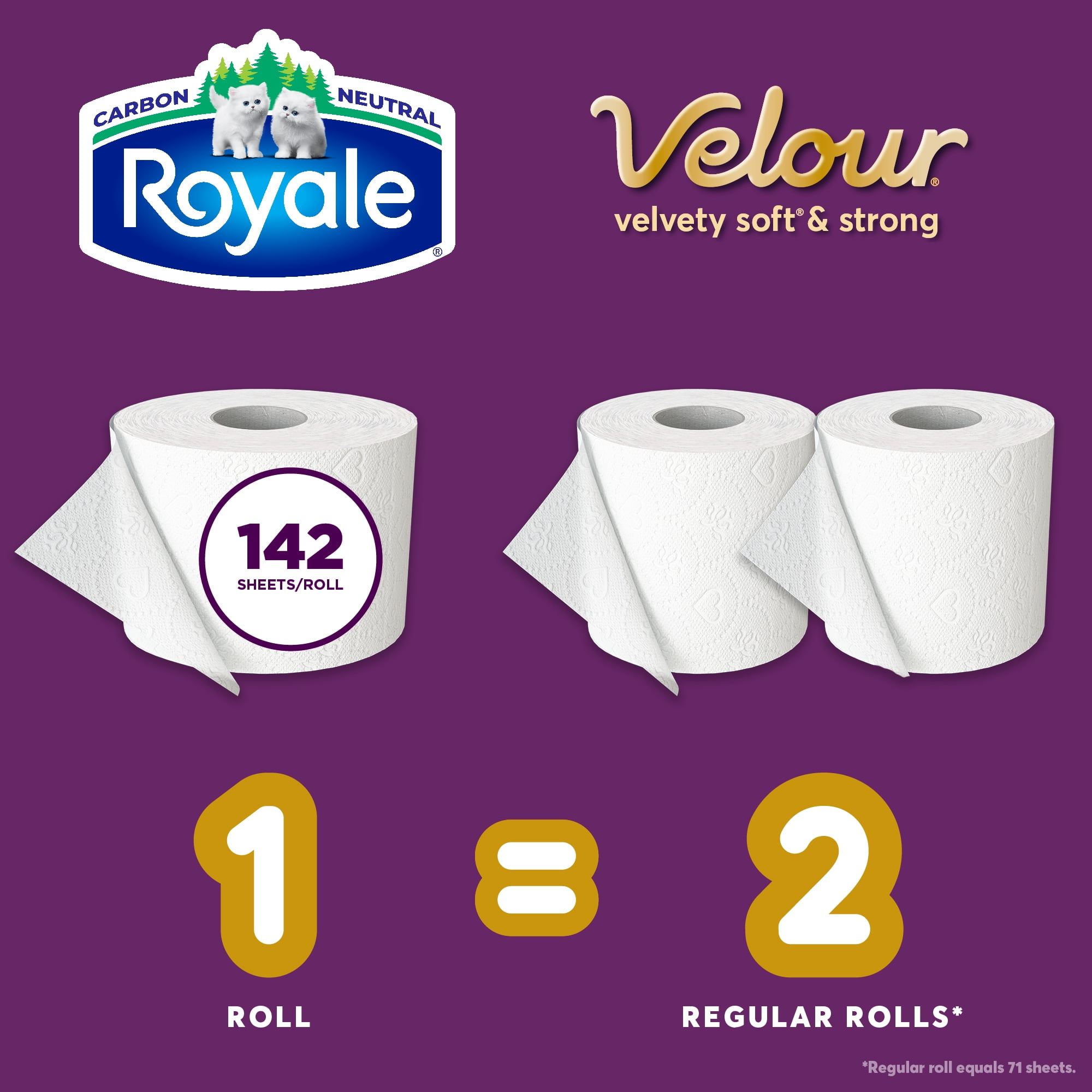 Royale Papier Hygiénique Velour, 24 équivalant à 48 rouleaux