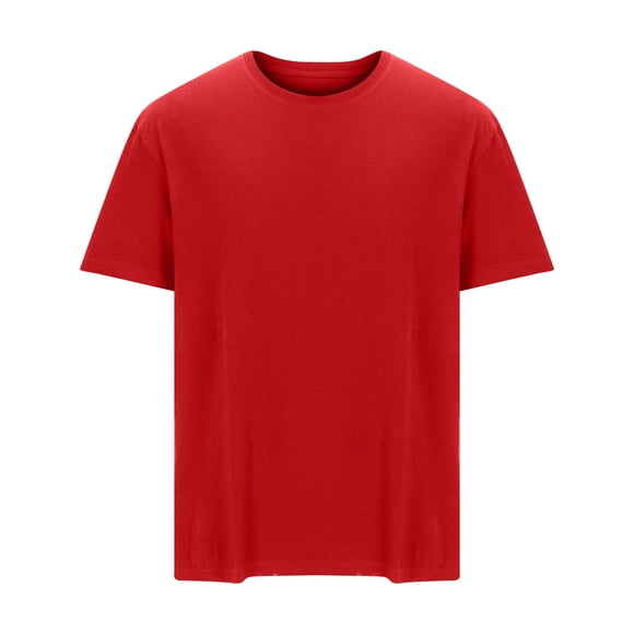 SROBPTY Mens Summer Top, Short Sleeve Shirts for Men, Men's Summer Casual Loose Short Sleeve Round Neck T Shirt Red, XL