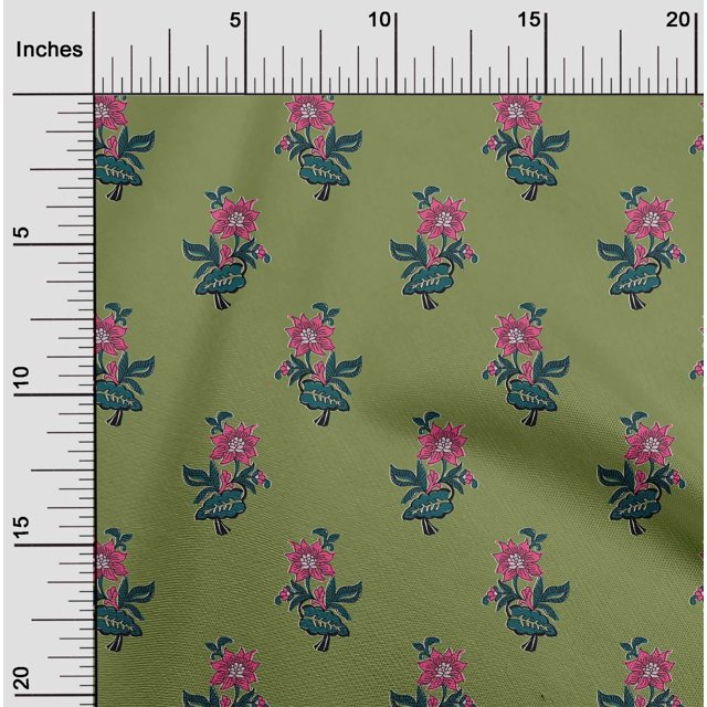 oneOone Viscose Chiffon Fabric Leaves & Floral Block Decor Fabric Printed BTY 42 Inch Wide