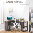 thumbnail image 4 of HOMCOM Bureau en Forme de L, Bureau d'Angle pour Ordinateur, Table PC avec 2 Étagères de Rangement, Poste de Travail pour Bureau à Domicile, Marron, 4 of 9