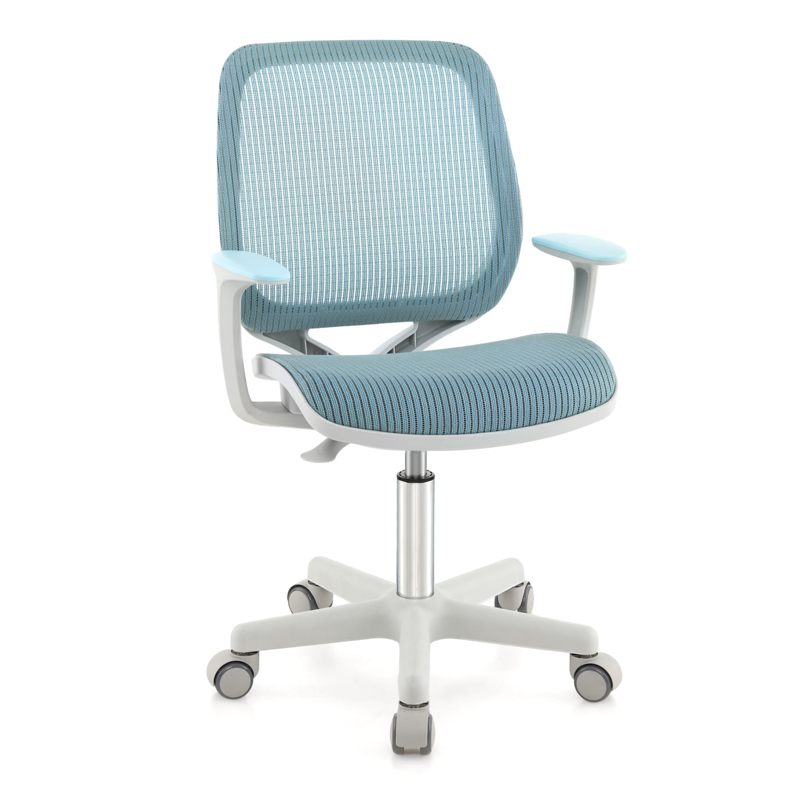 Patiojoy Kids Desk Chair Ergonomic Children Study Chair with Breathable Mesh Back Armrests & Waterfall Edged Seat Blue