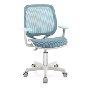 Patiojoy chaise de bureau pour enfants Chaise d'étude ergonomique pour enfants avec accoudoirs en mesh respirant & Siège bordé d'une chute d'eau Bleu