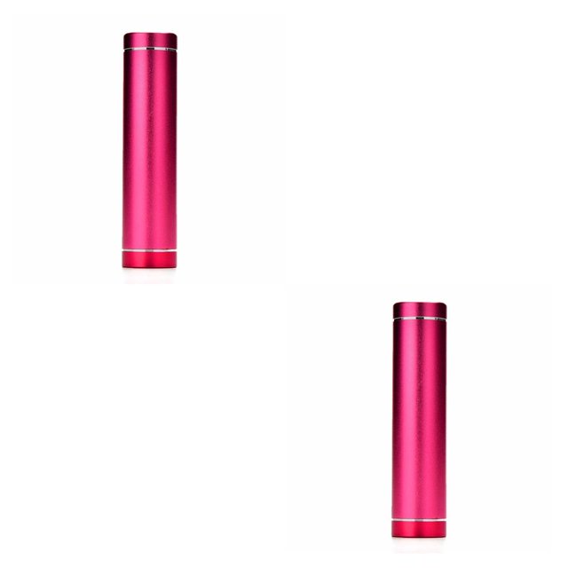 fastboy Aluminum Cylindrical Mini Battery Bank Holder Back Case Backup Charger No Wielding External Clip Storage Cell Phones Box Pink 2Set