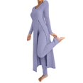thumbnail image 1 of Zhanying Ensembles en Tricot Deux Pièces Femme Automne Tendance Décontracté Robe Longue à Manches Longues Col Rond Haut Fendu en Tricot Côtelé Doux et Pantalon Violet TG, 1 of 5