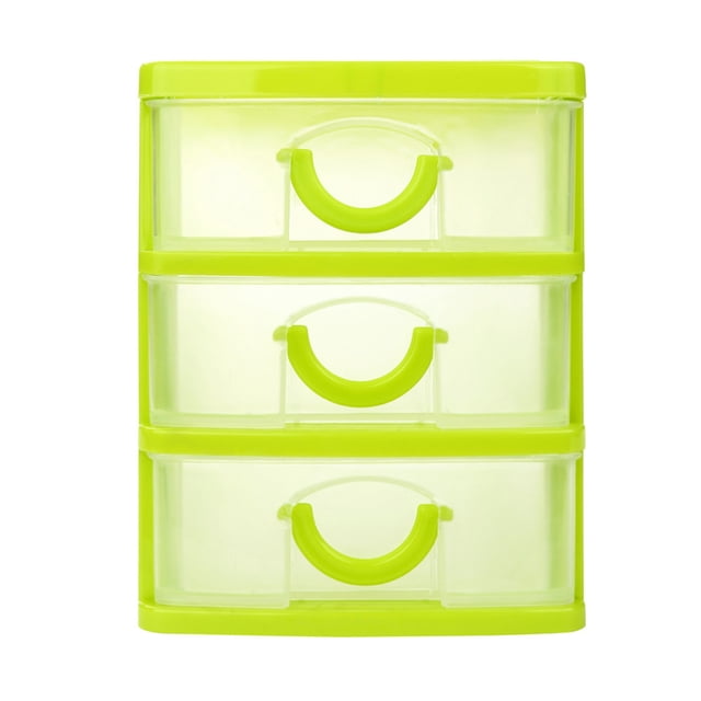 RXIRUCGD Boîte Organisatrice Mini 13*9*11,5 cm Étui de Rangement avec 3 Tiroirs de Bureau Transparents, Vert