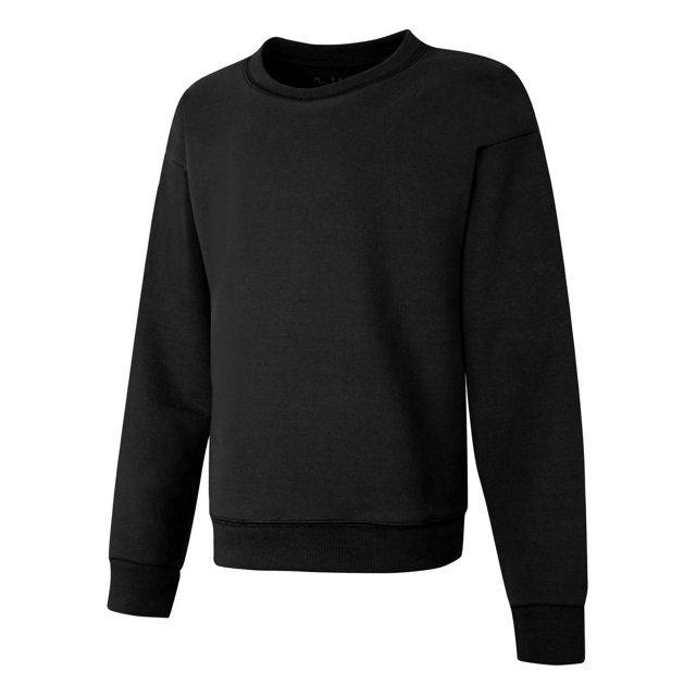 Hanes Girls ComfortSoft EcoSmart Crewneck Sweatshirt, M, Black