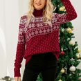 thumbnail image 4 of Babysbule Chandails de Noël pour Femmes Col Roulé Imprimé Chandail Récréatif Tricoté Chandail Manches Longues Hauts Liquidation Hauts Mode, 4 of 8