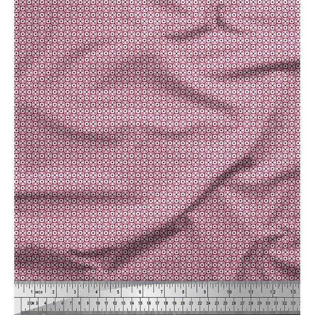 Soimoi Poly Georgette Fabric Geometric Small Print Fabric by The Yard 42 Inch Wide