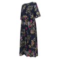 thumbnail image 4 of Robe Longue Maxi Boho Décontractée en Coton et Lin à Manches 3/11 à Fleurs pour Femmes, 4 of 5