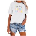 thumbnail image 4 of TSADFHJI T-Shirt à Manches Longues pour Femmes Grande Taille Mode Décontractée Imprimé Col Rond Manches Courtes Chandail TG Blanc, 4 of 4